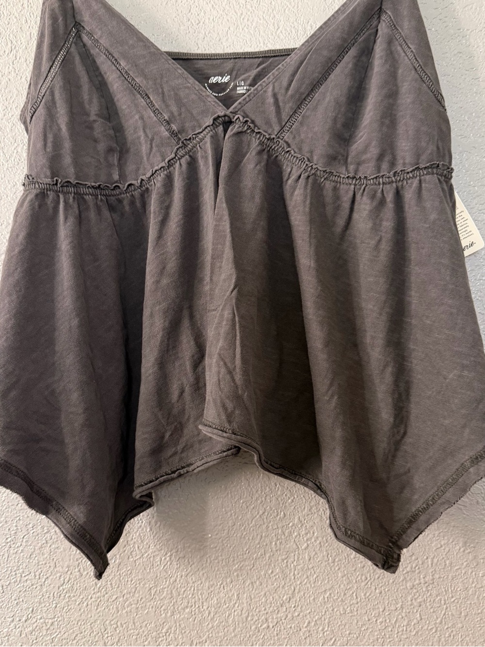 aerie Charcoal Gray Spaghetti Strap V-Neck Tank Top - Picture 7 of 7